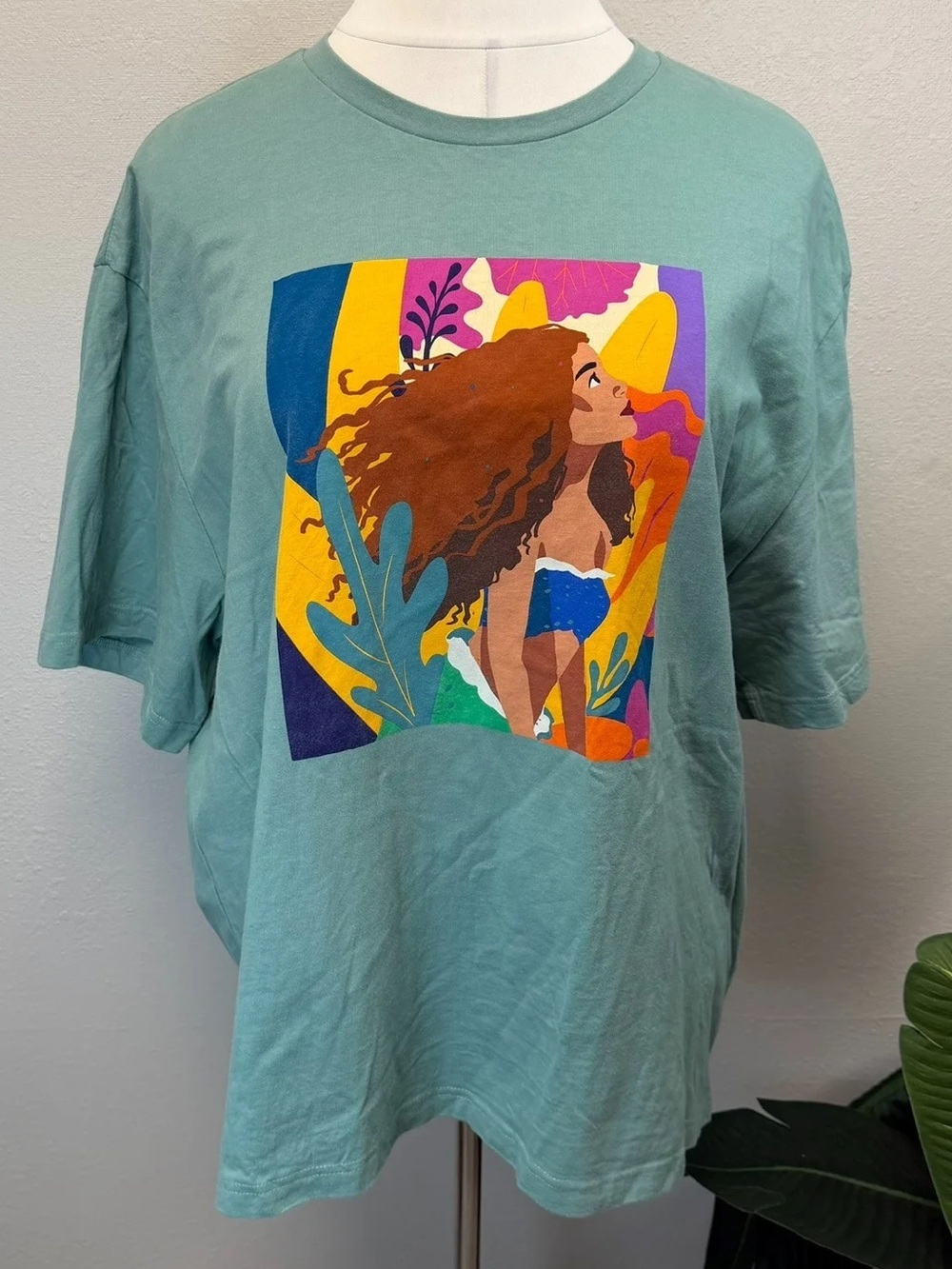 Disney Parks Sage Green Ariel The Little Mermaid Graphic Tee Shirt - Size XXL